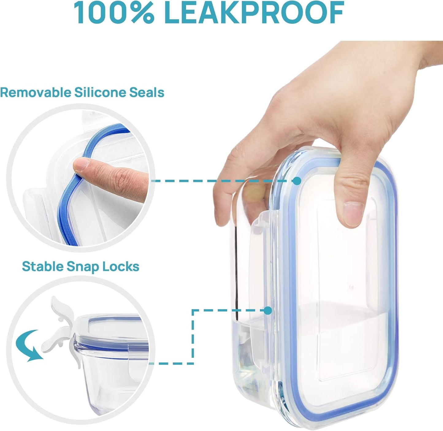 Vtopmart Glass Food Storage Containers - 8 Pack with Airtight Lids | BPA Free, Microwave & Oven Safe