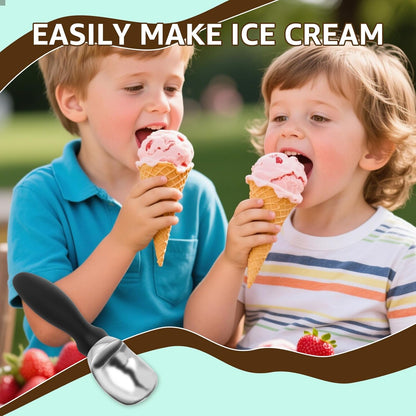 Skiennix Ice Cream Scoop - Ergonomic Soft Grip Handle for Easy Serving | Black Multifunctional Design