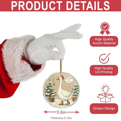 Funny Christmas Ornament - Silly Goose On The Loose 2 Acrylic Hanging Decoration, 3.6 in