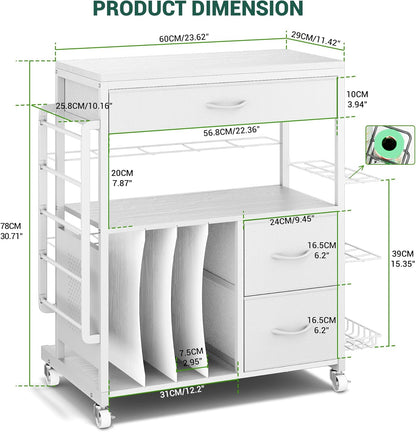 PUNLUXU Wrapping Paper Storage Cart - Rolling Gift Wrap Station with Ribbon & Gift Bag Holder