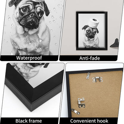 Regine Switzerland Funny Bathroom Wall Art - Aesthetic Black and White Canvas Decor | Framed Design