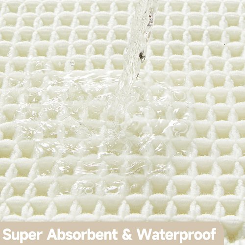 TYUU Cream White Long Bathroom Rugs, Waffle Runner Rug Bathroom Non Slip Washable Super Absorbent Quick Dry Boho Farmhouse Bath Mat, 60"x24" Cream White