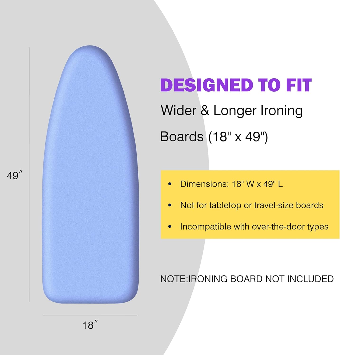 Skiennix Ironing Board Cover & Pad - Extra Thick Natural Cotton, Scorch Resistant, 18x49" Heatproof Blue