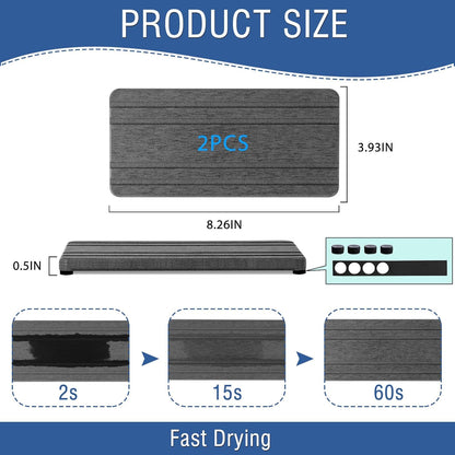 Skiennix Water Absorbing Stone Tray - Quick Drying Diatomite Coasters for Kitchen & Bathroom | 2PCS Set