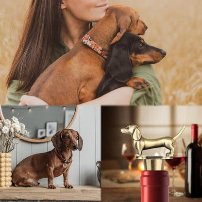 LKKCHER Dachshund Wine Stopper, Wine Gifts for Men Dad Women Sausage Dog Lovers, Bottle Stoppers for Wine Champagne, Birthday Gifts, Father Day Gifts, Christmas Gifts, Bronze