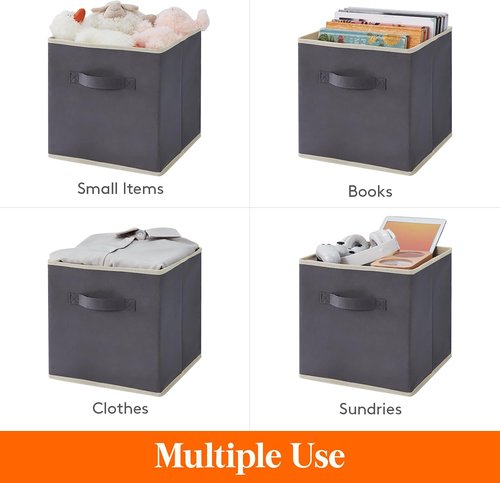 Lifewit Storage Cubes - Foldable Fabric Baskets for Home Organization | 11 Inch, 18L, Gray, 16 Pack