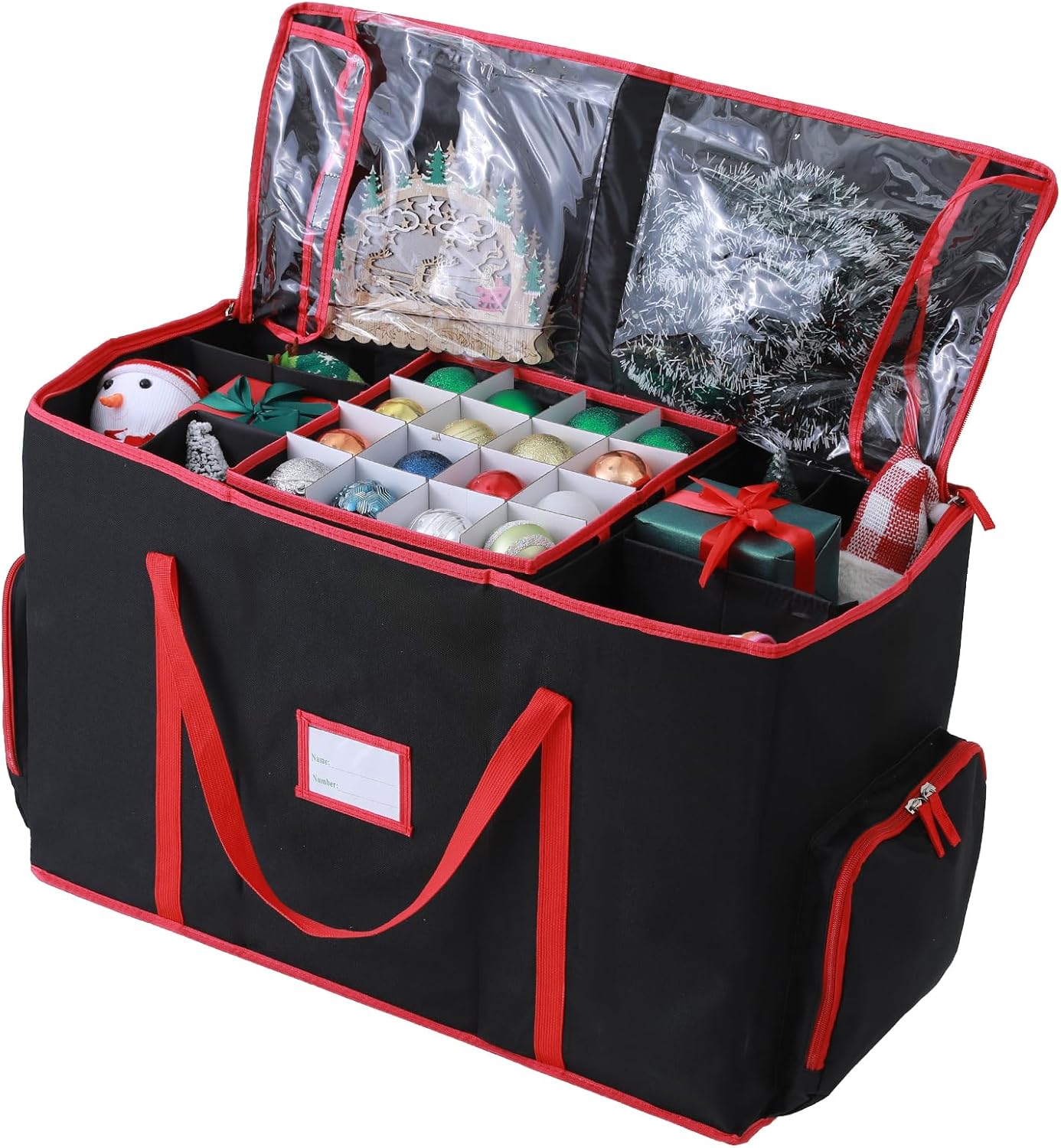 Skiennix Large 2-in-1 Christmas Ornament Storage Box - High Capacity for Easy Organization | Black
