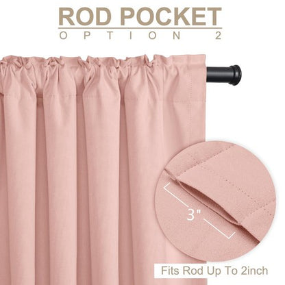 100% Blackout Shield Linen Blackout Curtains for Bedroom 84 Inches Long, Back Tab/Rod Pocket Living Room Drapes, Thermal Insulated Blackout Curtains 1 Panel Set, 100" W x 84" L, Blush Pink