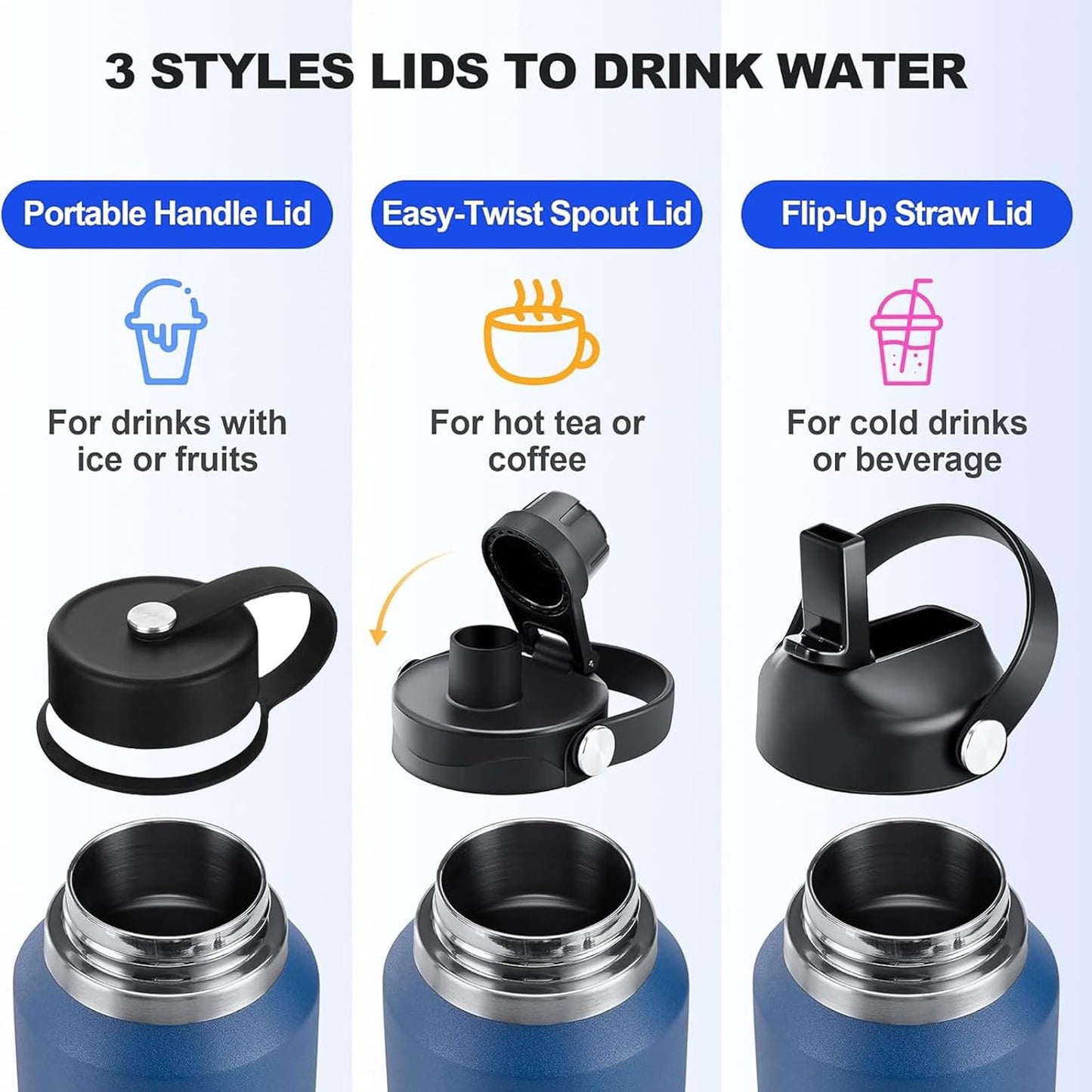 Skiennix 32oz Insulated Water Bottle - Leak Proof Stainless Steel with Straw | BPA-Free for Gym & Travel