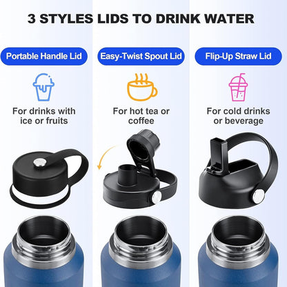 Skiennix 32oz Insulated Water Bottle - Leak Proof Stainless Steel with Straw | BPA-Free for Gym & Travel