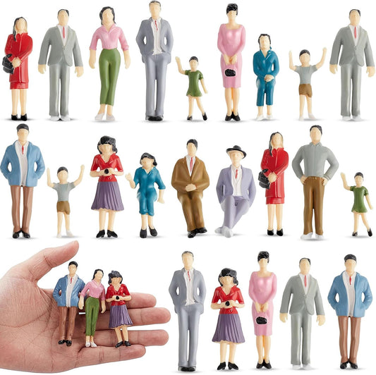 Namalu Miniature People Figurines - 14 Pcs 1:25 Scale Painted Model Train & Dollhouse Figures