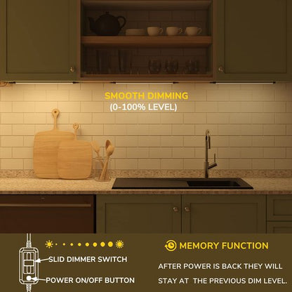 GETINLIGHT 12-inch Plug-in LED Under Counter Lights for Kitchen, Soft White 3000K, Pack of 3, IN-0110-23-SN