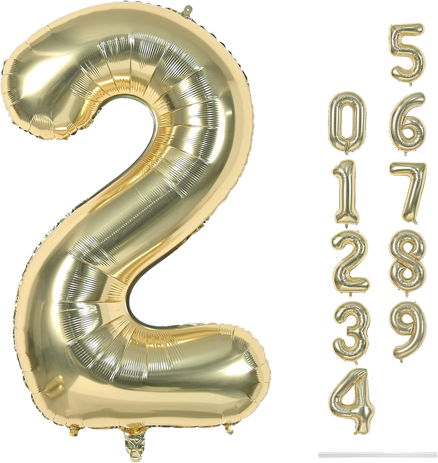 Skiennix 40 Inch Champagne Gold Number 2 Balloon - Large Foil 2nd Birthday & Graduation Decor