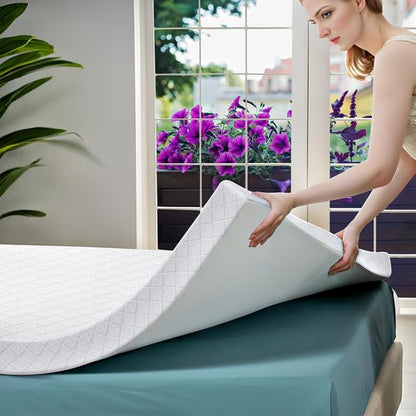 CISTNY 3 Inch Cooling Memory Foam Mattress Topper Twin XL College Dorm, High Density Foam Bed Topper with Washable Removable Bamboo Cover, Organic, Hypoallergenic, Oeko-TEX XL Twin Mattress Topper