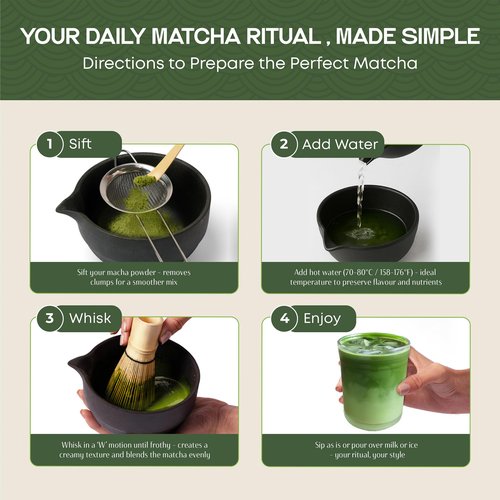 Matcha Whisk Set, 5 Pcs Matcha Set Kit Includes 15 OZ Ceramic Matcha Bowl, Bamboo Whisk, Holder, Sifter & Scoop, Tea Gift for Women Men Girl Friend, Christmas, Birthday, Halloween, Matcha Tea Ceremony