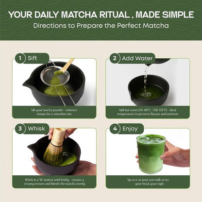 Matcha Whisk Set, 5 Pcs Matcha Set Kit Includes 15 OZ Ceramic Matcha Bowl, Bamboo Whisk, Holder, Sifter & Scoop, Tea Gift for Women Men Girl Friend, Christmas, Birthday, Halloween, Matcha Tea Ceremony