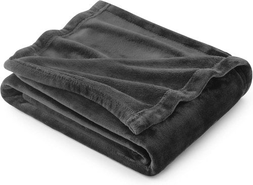 Bedsure GentleSoft Fleece Throw Blanket - Dark Grey 300GSM Plush Cozy Blanket for Couch & Bed