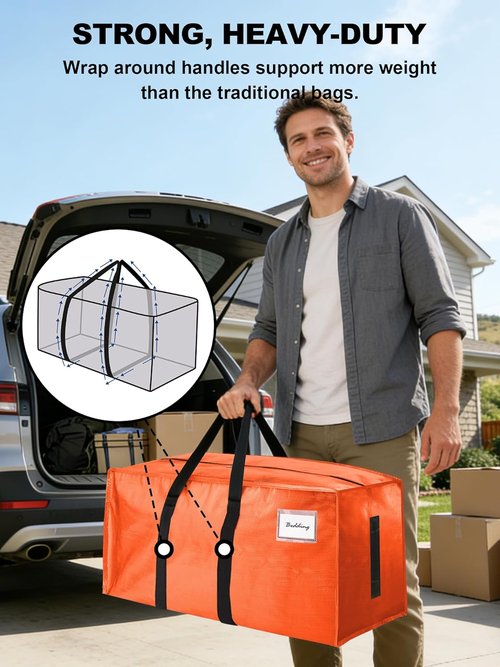 HOMESURE Large Water-Resistant Moving Bags - 4 Pack Heavy-Duty Storage Totes with Zippers & Handles | Space-Saving Design