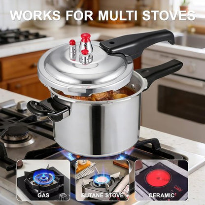 DOITOOL Aluminum Pressure Cooker - 2 Liters | Fast Cooking & Even Heat Distribution with Safety Valves