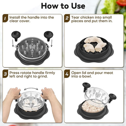 Ukeetap 10" Pro Chicken Shredder Tool - BPA-Free, Ergonomic Design, Anti-Slip Base | Black