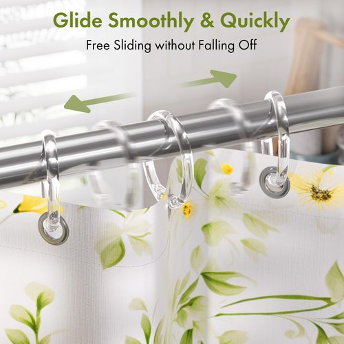 Amazer Plastic Shower Curtain Rings, 24 Pcs Shower Curtain Hooks, O Shape Clear Shower Curtain Hooks Rings, Easy to Snap Closure, Shower Hooks for Shower Curtain and Liner Bathroom