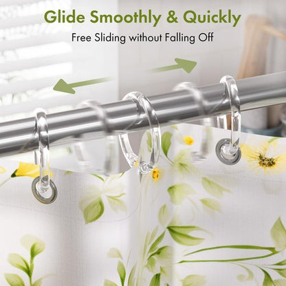 Amazer Plastic Shower Curtain Rings, 24 Pcs Shower Curtain Hooks, O Shape Clear Shower Curtain Hooks Rings, Easy to Snap Closure, Shower Hooks for Shower Curtain and Liner Bathroom