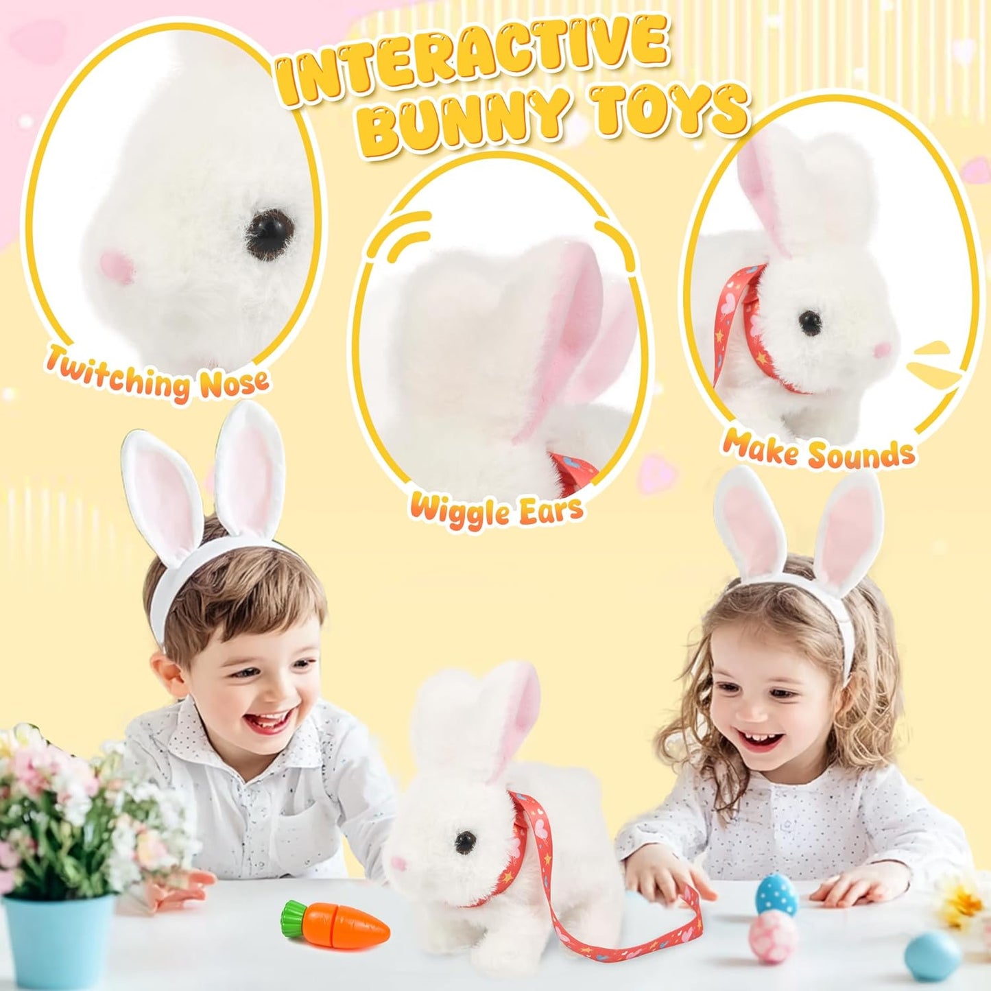 Bunby Easter Robot Bunny Pal - Realistic Hopping Plush Toy with Sounds & Interactive Features | White