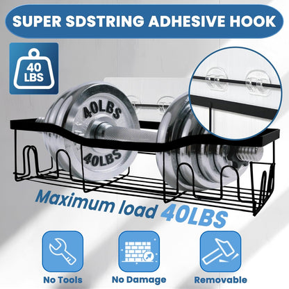 Skiennix Shower Caddy Adhesive Replacement - Strong No-Drill Hooks with Waterproof Strips | 18 Pack