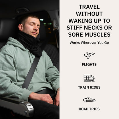 trtl Pillow - Scientifically Proven, Super Soft Neck Support Travel Pillow for Airplanes - Lightweight and Machine Washable - Ergonomic Design for Traveling on Flights, Cars, and Trains - Black