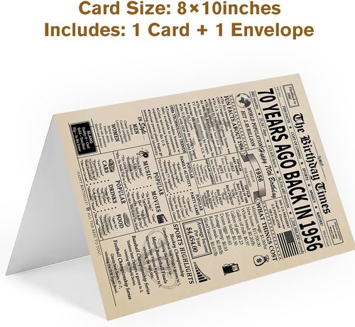 Happy 70th Birthday Card - Unique Gifts for Him/Her | Funny Decorations from 1956