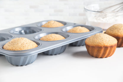 Fox Run Fluted Muffin Pan, 14 x 10.5 x 2 inches, Metallic