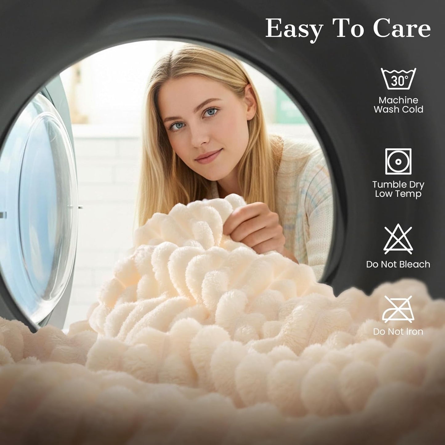 Skiennix Cozy Throw Blanket - Soft & Warm Fleece for Couch | Fluffy Beige Gift for Women & Teens
