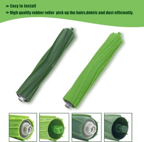 LOVECO Replacement Parts for iRobot Roomba E, I & J Series - 2 Rubber Brushes, 8 Filters, 8 Brushes