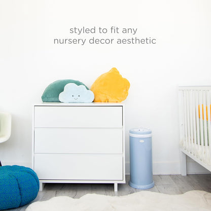 Ubbi Steel Diaper Pail - Odor Locking Design | No Special Bags Needed | Award-Winning | Cloudy Blue