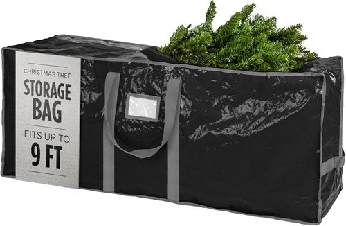 Christmas Tree Storage Bag | Durable Waterproof Zippered Bag for 9 Foot Artificial Trees - Protects Against Dust & Moisture (Black)