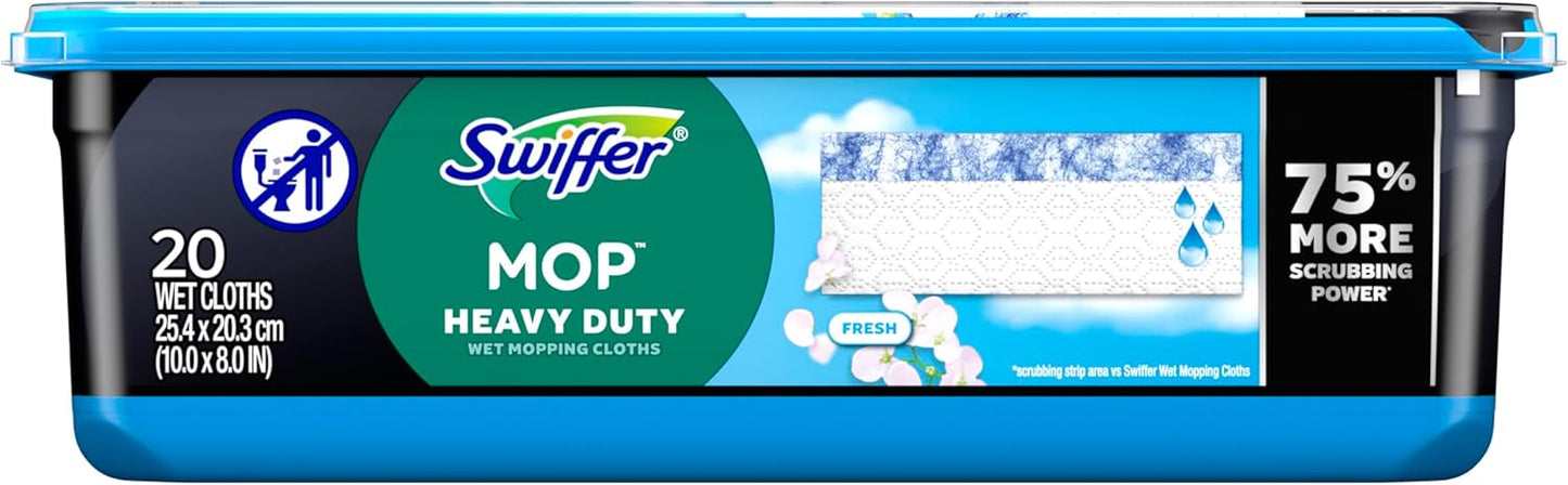 Swiffer Heavy Duty Mop Refills - Multi-Surface Cleaning Cloths with Fresh Outdoor Scent | 20 Count