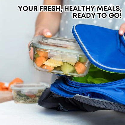 Razab Glass Food Storage Containers Set - 6 PC Airtight Lids, 74/40/18 oz | Reusable Meal Prep, Oven & Dishwasher Safe