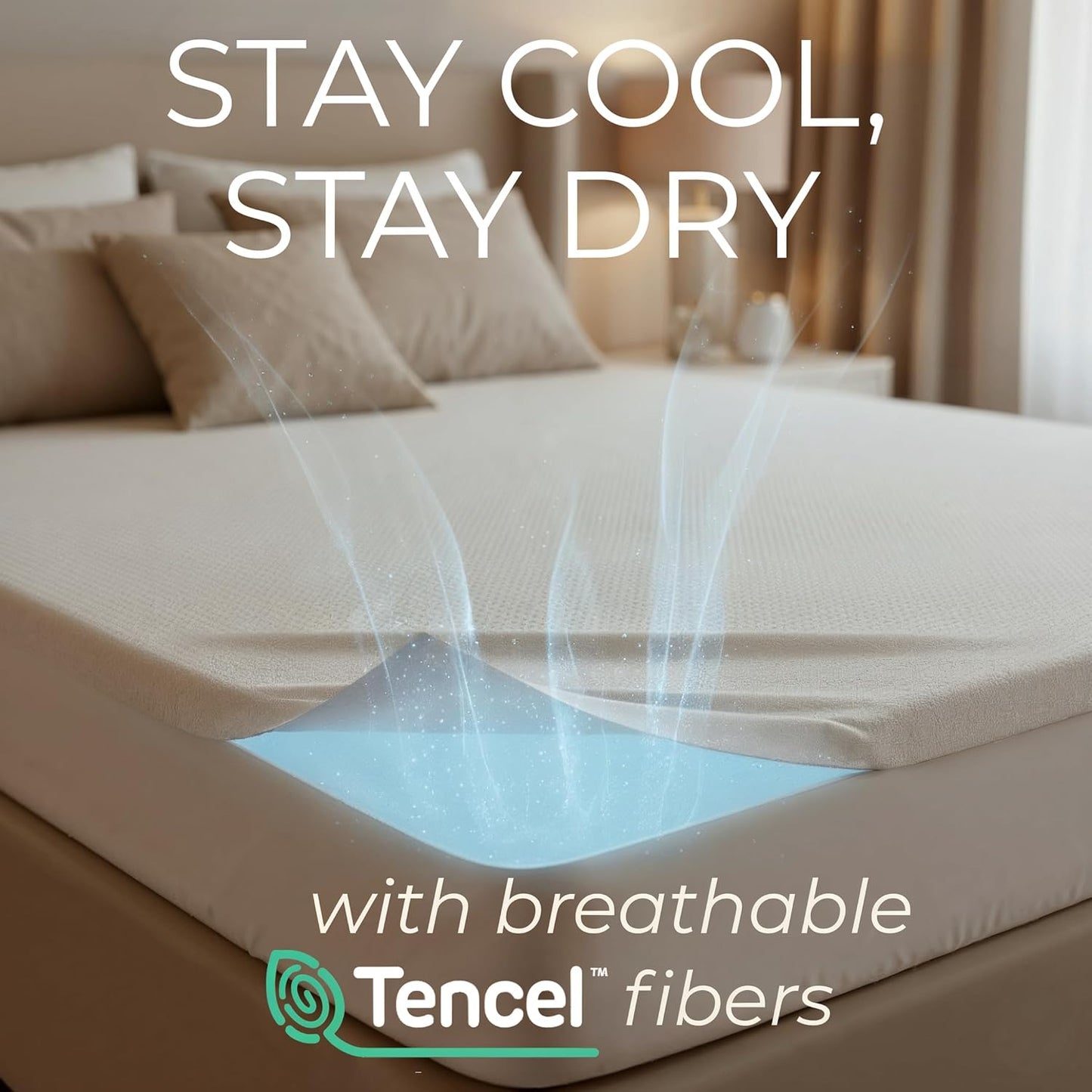 Queen Size Premium Mattress Protector - 100% Waterproof Tencel Cover | Cooling & Breathable Deep Pocket Design