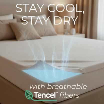 Queen Size Premium Mattress Protector - 100% Waterproof Tencel Cover | Cooling & Breathable Deep Pocket Design