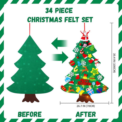 Skiennix Felt Christmas Tree for Toddlers - 3.2ft DIY Holiday Decor with 34 Ornaments & Santa Advent Calendar