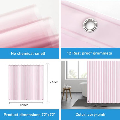 EHZNZIE Shower Curtain Liner Light Weight PEVA, Shower Liner 72x72 Inches, Waterproof, No Chemical Smell with 12 Rust Proof Metal Grommets for Bathroom Shower Curtain, Pink