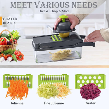 Skiennix Vegetable Chopper Dicer - Stainless Steel Grater & Mandoline Slicer for Veggies, Onion, Potato, Fruit