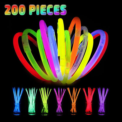 200 Counts Glow Sticks Party Pack - 8" Neon Glow in the Dark Bracelets & Necklaces, Bulk Party Favors