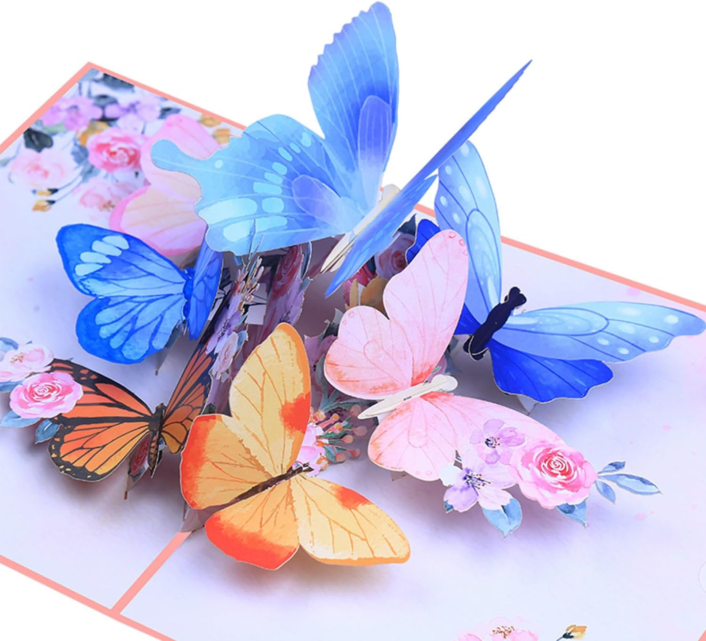 ROBBEAR 3D Butterfly & Flower Pop Up Greeting Card - Handmade for Birthdays, Anniversaries & More