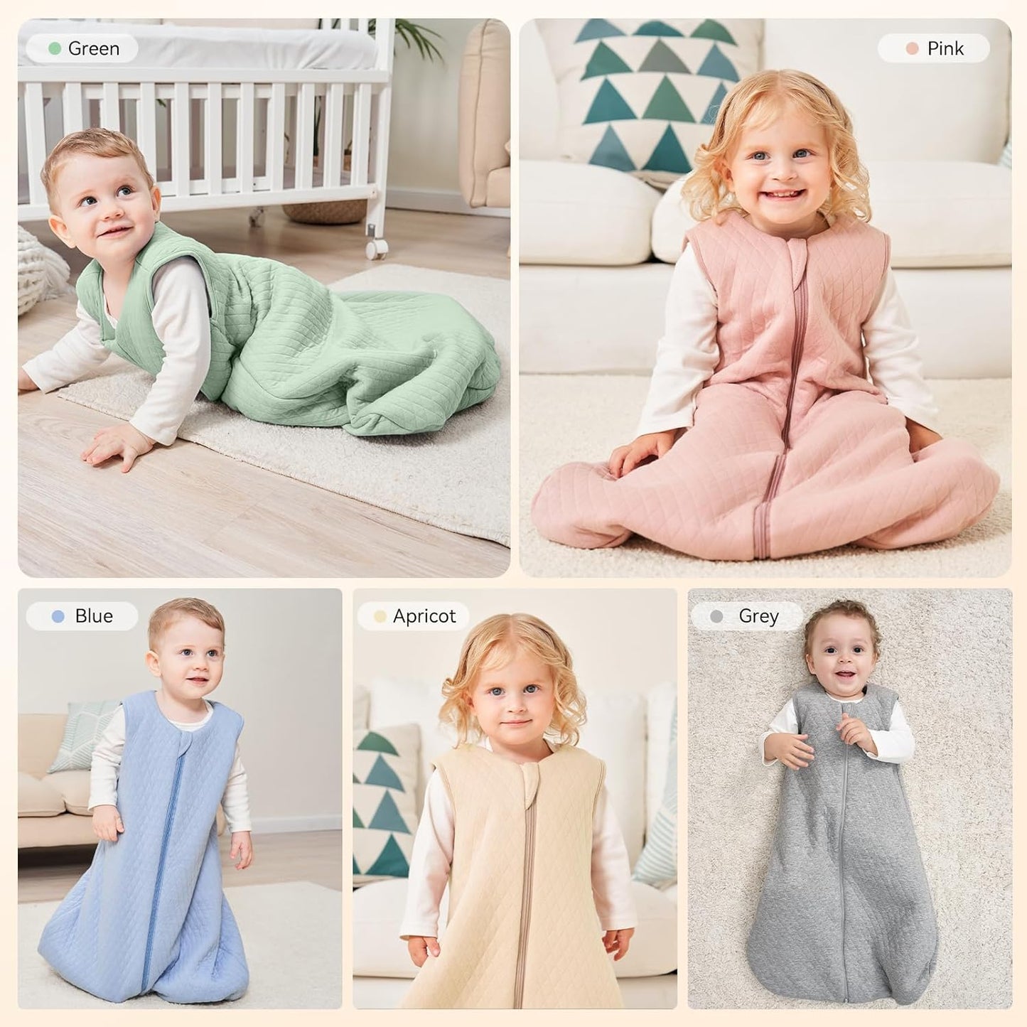 Yoofoss Baby Sleep Sack - 100% Organic Cotton Wearable Blanket for 0-6 Months | TOG 2.5, Warm Quilted Design