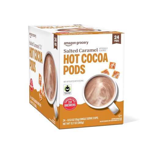 Happy Belly Hot Cocoa Pods - Salted Caramel Flavor | Compatible with 2.0 K-Cup Brewers, 24 Count