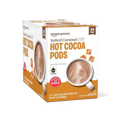 Happy Belly Hot Cocoa Pods - Salted Caramel Flavor | Compatible with 2.0 K-Cup Brewers, 24 Count
