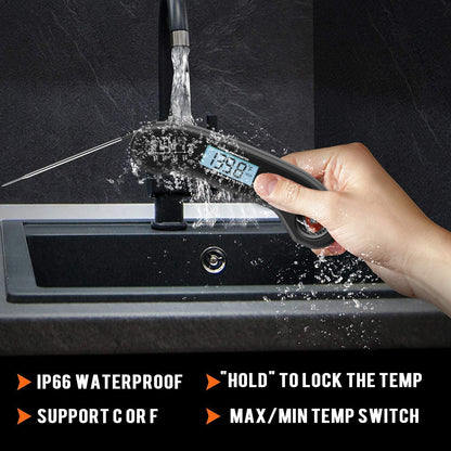 Meat Thermometer Digital - Instant Read Waterproof Food Thermometer for Grill, BBQ, Turkey & Candy