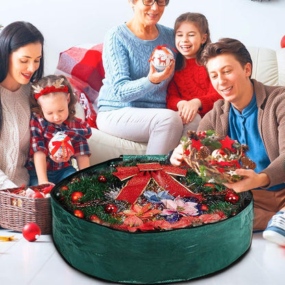 ProPik Christmas Wreath Storage Bag - Heavy-Duty Tear Resistant Container with Handles | 36” x 8” (Green)