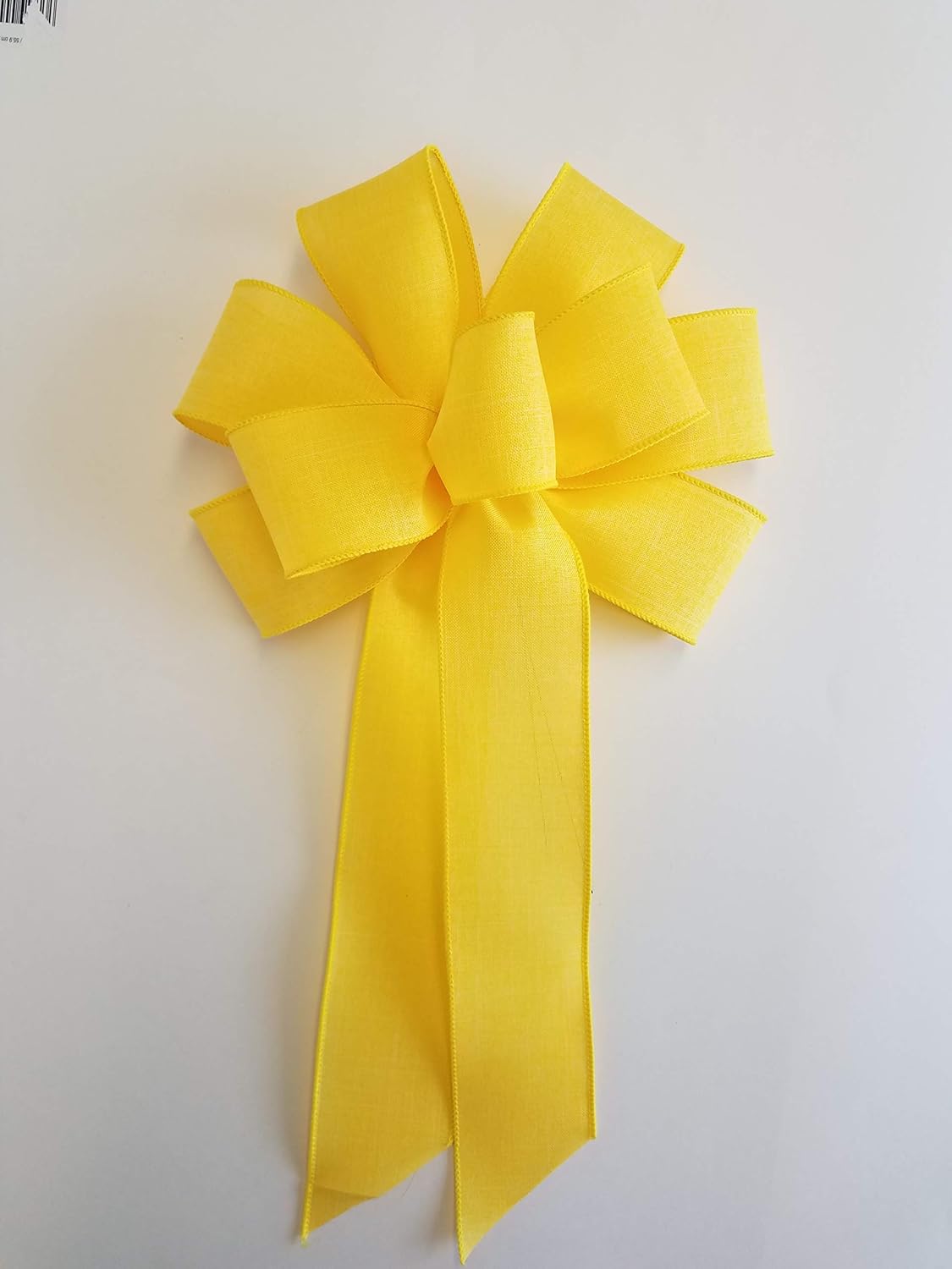 Skiennix Large 10" Handmade Yellow Linen Wired Wreath Bow - Perfect for Home Decor